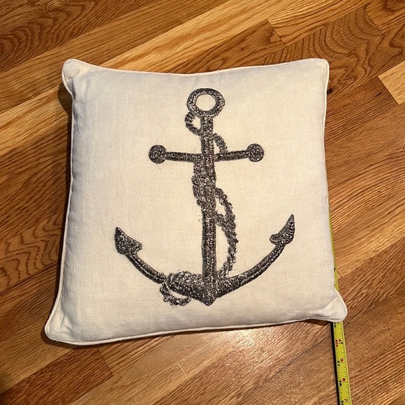 william sonoma home Accents Anchor Pillow Metallic Silver Thread